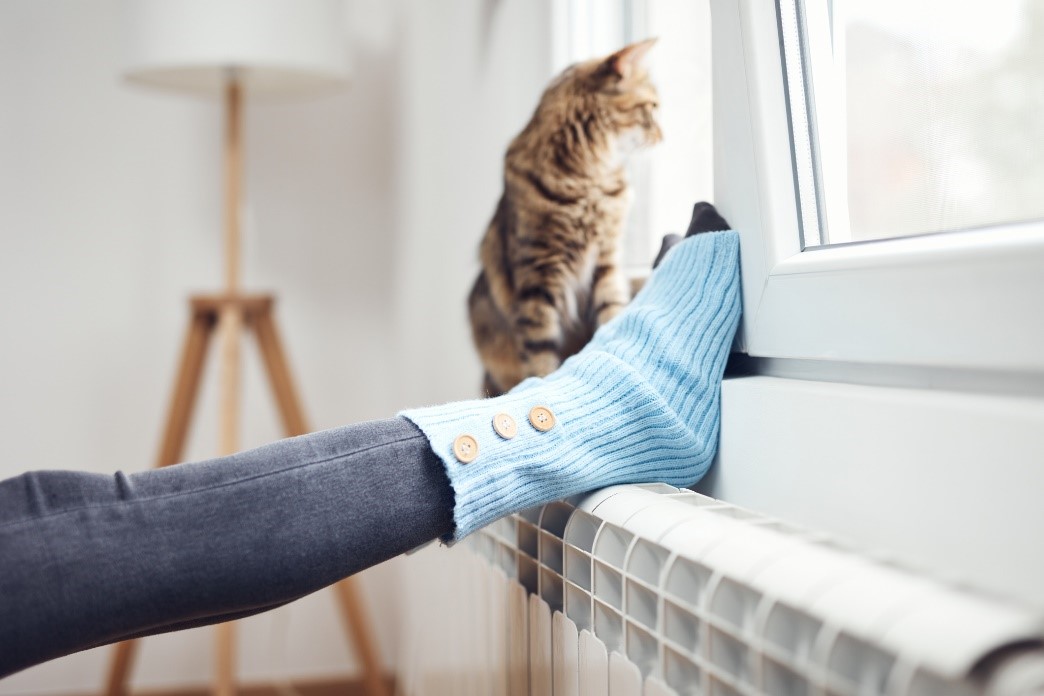 feet on a heater
